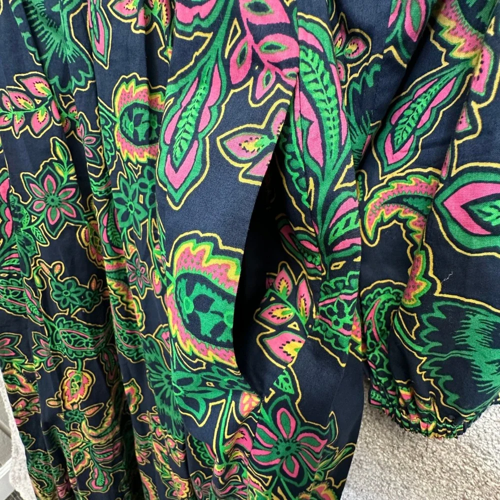 Boden Amelia Cotton Maxi Dress Womens 4 Paisley Floral V-Neck Tie Waist NWOT - Picture 10 of 13
